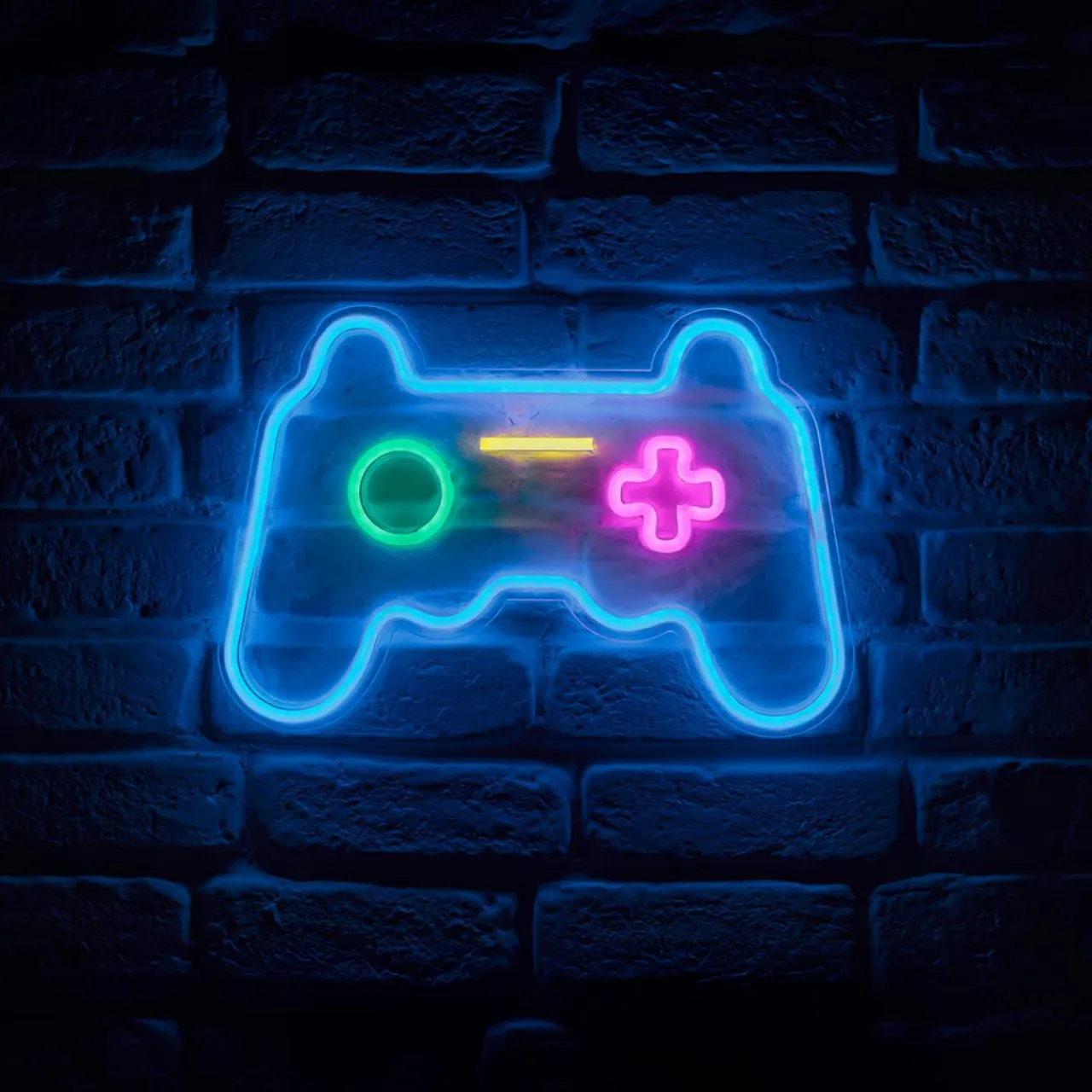 OSTARIA Enseigne lumineuse néon (H28 cm) Manette de jeux Bleu Sale