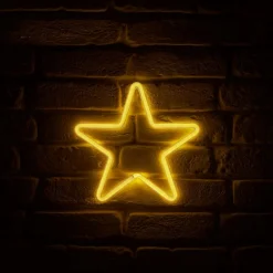 OSTARIA Enseigne lumineuse néon à piles (H26,8 cm) Étoile Jaune Discount