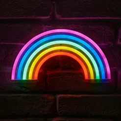 OSTARIA Enseigne lumineuse néon à piles (H16 cm) Arc en Ciel Multicolore Hot