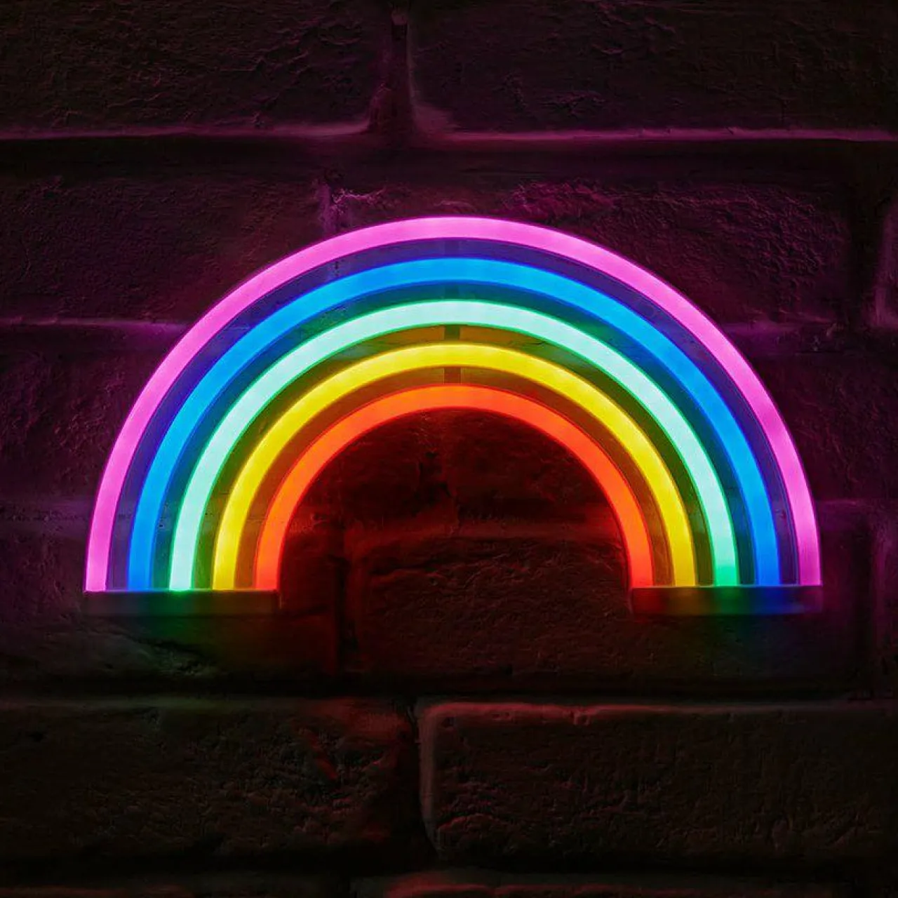 OSTARIA Enseigne lumineuse néon à piles (H16 cm) Arc en Ciel Multicolore Hot