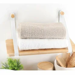 TENDANCE Etagère adhésive bambou (40 x H20 cm) Easy Chic Blanc Best