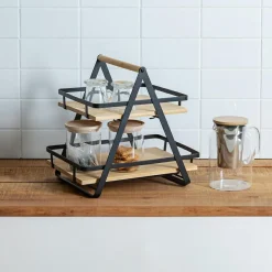 5 Five Simply Smart Etagère cuisine transportable en bois 2 niveaux avec anse (H29 cm) Ordera Noir Discount