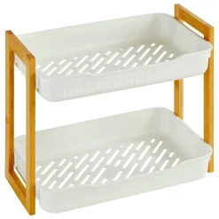 5 Five Simply Smart Etagère de salle de bain 2 niveaux (H35 cm) Natureo Blanc Best