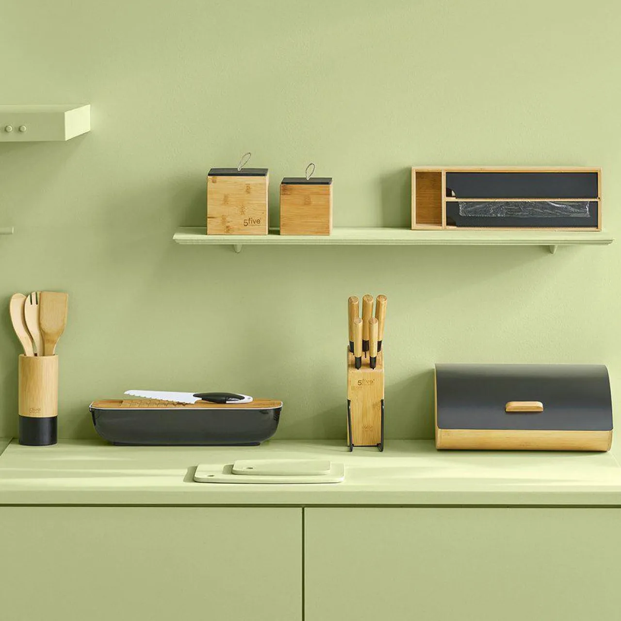5 Five Simply Smart Etagère dérouleurs et compartiment (39 x 13 cm) Bambou Noir Best