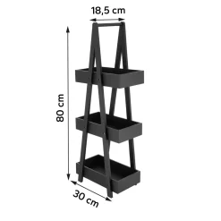 TENDANCE Etagère en bambou 3 niveaux (H80 cm) Pyramide Noir Hot