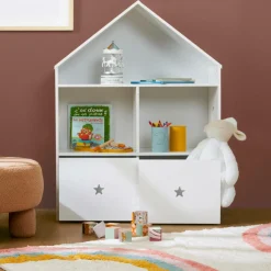 EMINZA Etagère enfant bois 3 niveaux (H97 cm) Stars Blanc Outlet