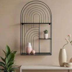 EMINZA Etagère murale métal 3 plateaux (H70 cm) Tiggy Noir Clearance