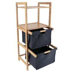 TENDANCE Etagère salle de bain avec paniers 3 niveaux (H90 cm) Purebamboo Noir