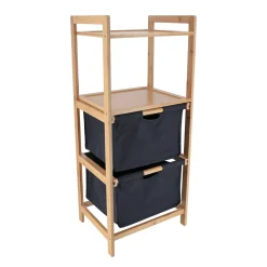 TENDANCE Etagère salle de bain avec paniers 3 niveaux (H90 cm) Purebamboo Noir