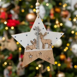 KAEMINGK Etoile de Noël à suspendre (H14 cm) Cerf Naturel