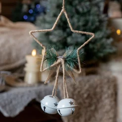 KAEMINGK Etoile de Noël à suspendre (H22 cm) Grelots Naturel New