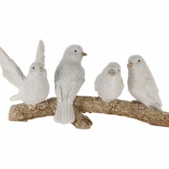 KOOPMAN Famille d'oiseaux sur sa branche (16 x H7 cm) Blanc Online