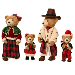 KAEMINGK Famille d'ours déco (H80 cm) Noël d'antan en carreaux Rouge Hot