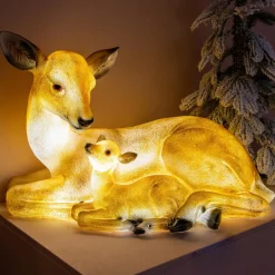 KAEMINGK Famille Faon lumineux fibre de verre 8 LED (H32 cm) Blanc chaud New