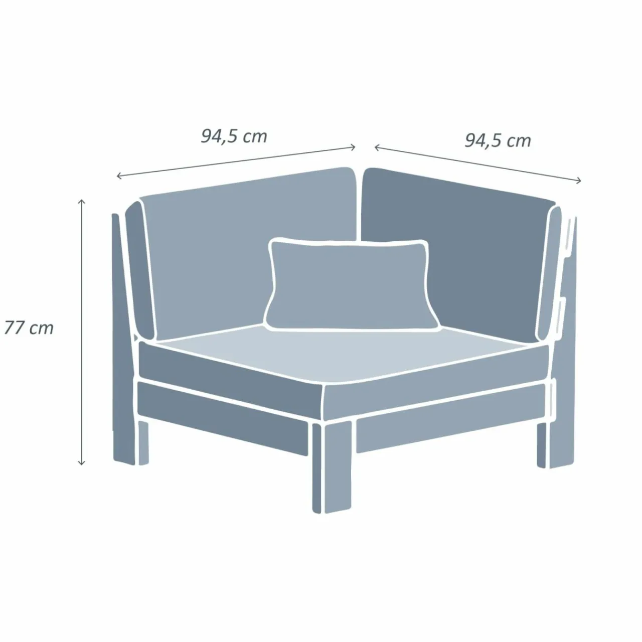 MOBELLIA Fauteuil d'angle de jardin bois d'acacia Bornéo Gris Anthracite Outlet