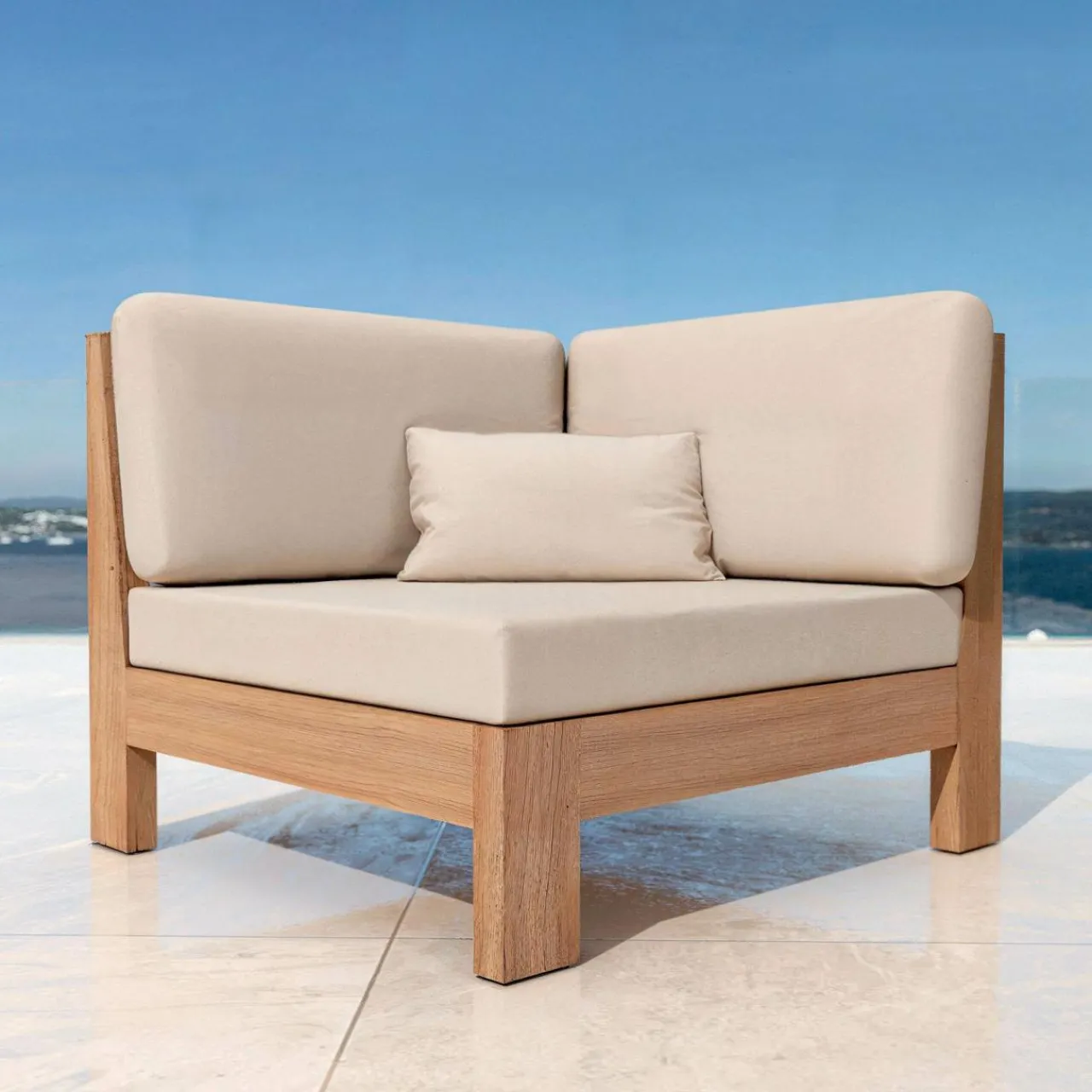 MOBELLIA Fauteuil d'angle de jardin bois d'acacia Bornéo Sable Sale