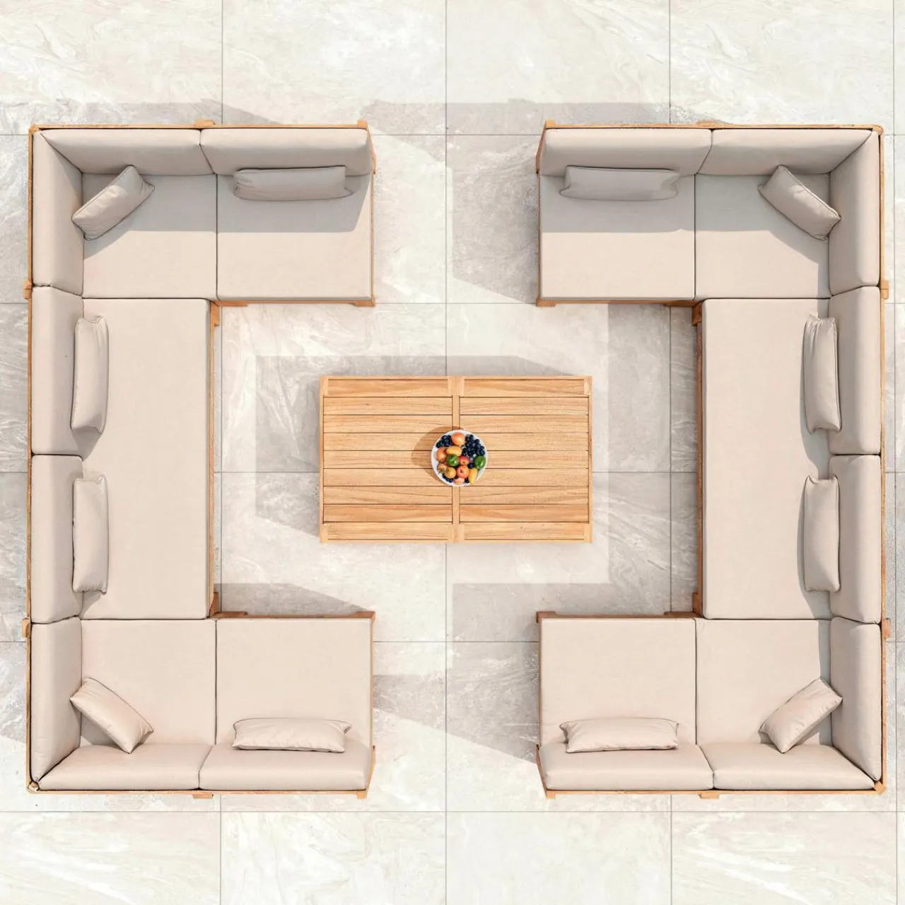 MOBELLIA Fauteuil d'angle de jardin bois d'acacia Bornéo Sable Sale