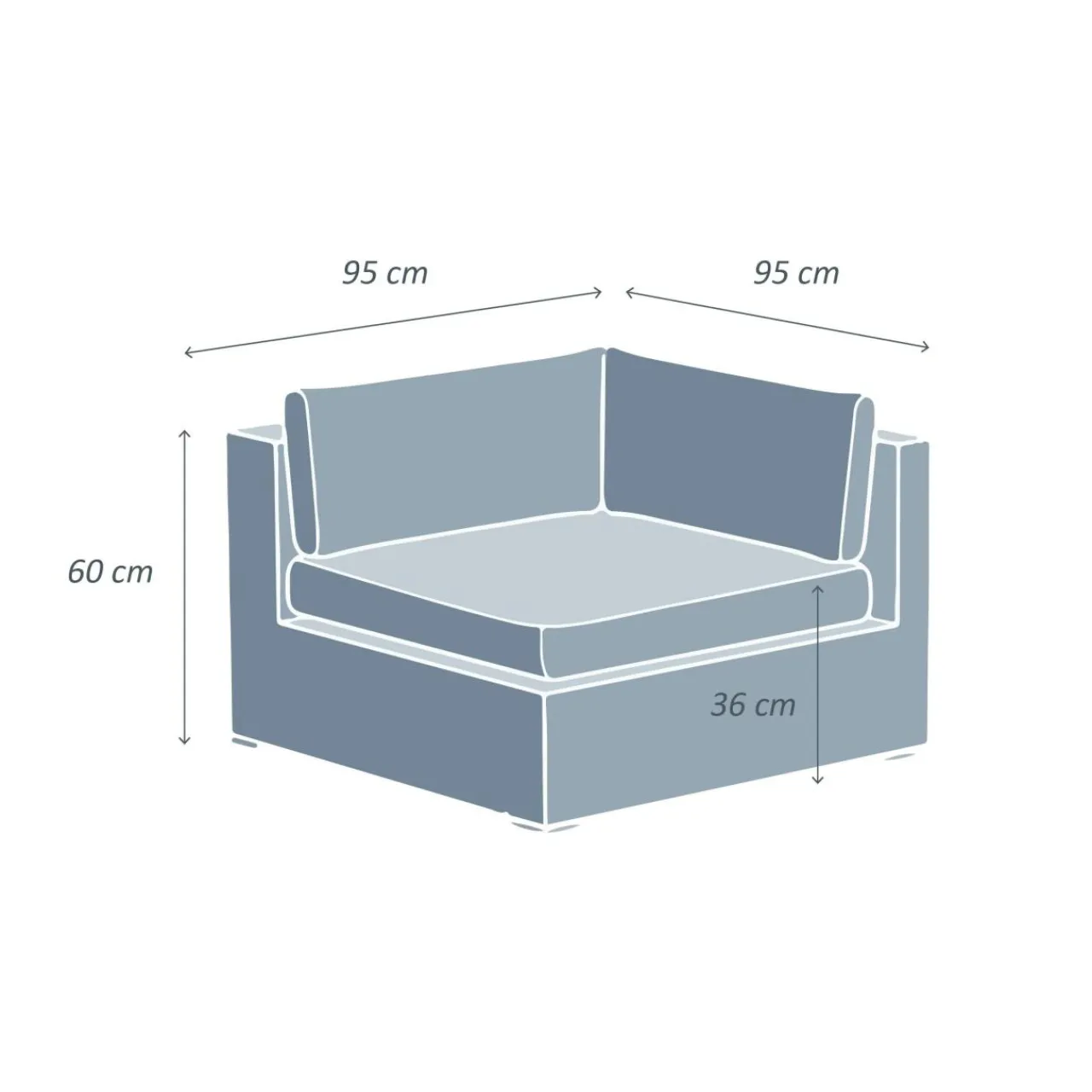 MOBELLIA Fauteuil d'angle de jardin en résine tressée Palma Blanc et gris Tresse Blanc - Gris Discount
