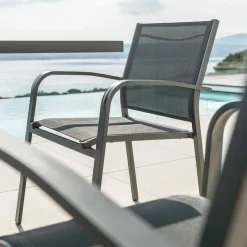 MOBELLIA Fauteuil de jardin aluminium empilable Murano Gris Anthracite Sale