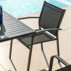 MOBELLIA Fauteuil de jardin aluminium empilable Murano Gris Anthracite Sale