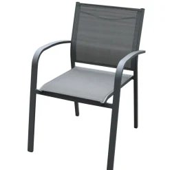 MOBELLIA Fauteuil de jardin aluminium empilable Murano Gris Anthracite Sale