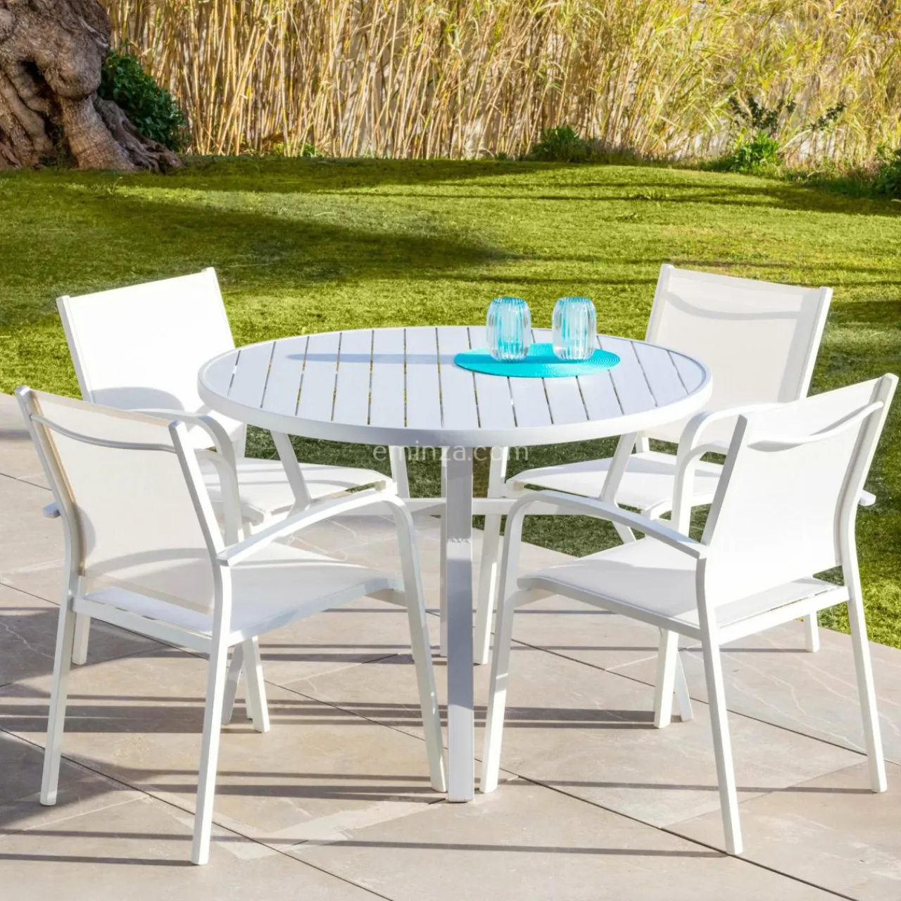 MOBELLIA Fauteuil de jardin aluminium empilable Murano Blanc New