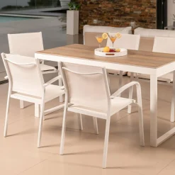MOBELLIA Fauteuil de jardin aluminium empilable Murano Blanc New