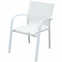MOBELLIA Fauteuil de jardin aluminium empilable Murano Blanc New