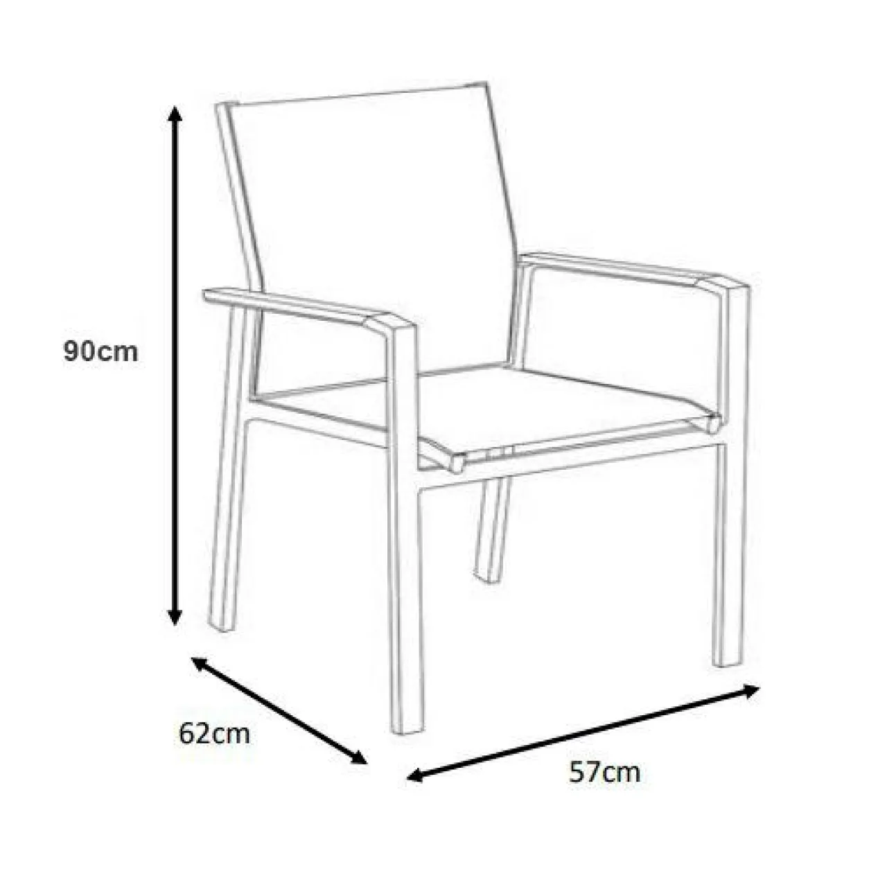 MOBELLIA Fauteuil de jardin aluminium et bois teck empilable Bali Blanc