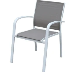 MOBELLIA Fauteuil de jardin aluminium empilable Murano Blanc et taupe Taupe clair Online