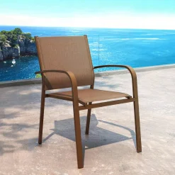 MOBELLIA Fauteuil de jardin aluminium empilable Murano Bronze Sale