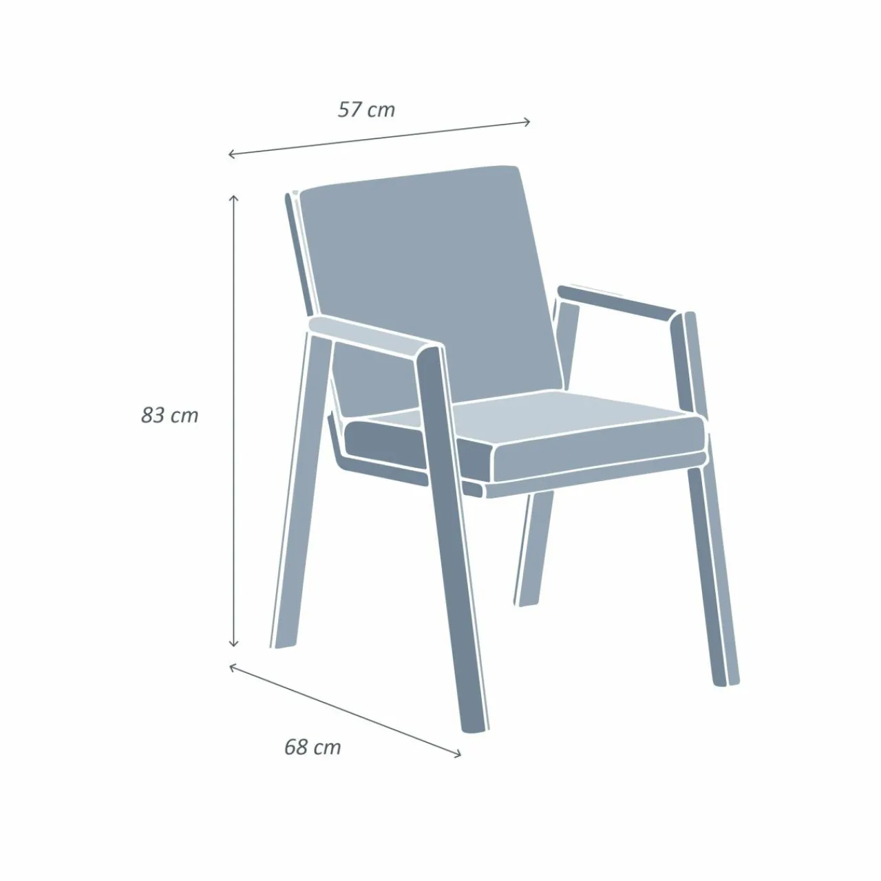 MOBELLIA Fauteuil de jardin aluminium Long Beach Gris Anthracite New