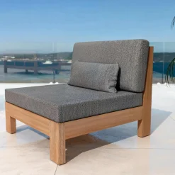 MOBELLIA Fauteuil de jardin bois d'acacia Bornéo Gris Anthracite Best