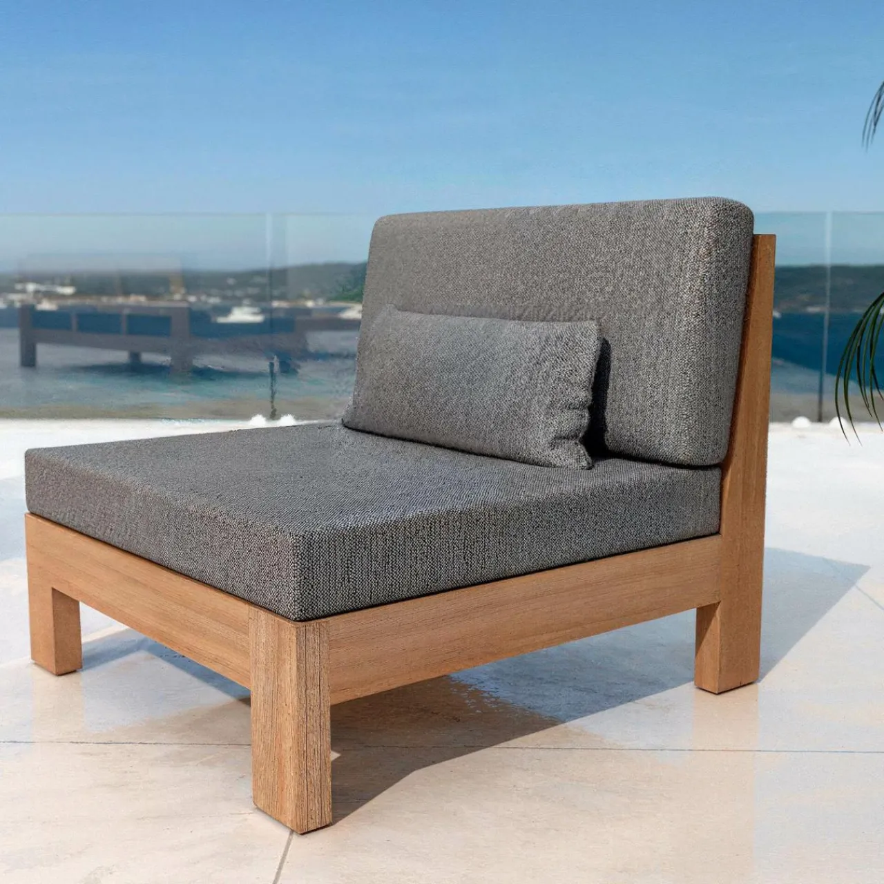 MOBELLIA Fauteuil de jardin bois d'acacia Bornéo Gris Anthracite Best