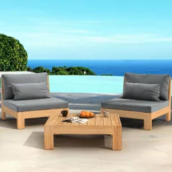MOBELLIA Fauteuil de jardin bois d'acacia Bornéo Gris Anthracite Best