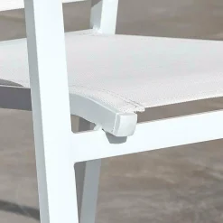 MOBELLIA Fauteuil de jardin dossier haut aluminium empilable Murano Blanc Discount