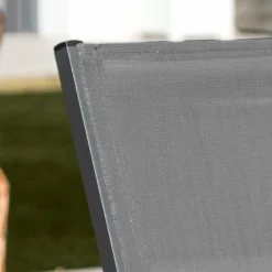 MOBELLIA Fauteuil de jardin dossier haut aluminium empilable Murano Gris Anthracite