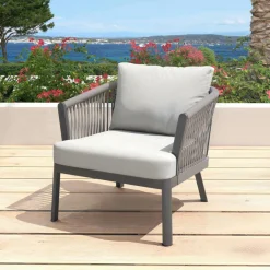 MOBELLIA Fauteuil de jardin détente en aluminium Amalfi Gris anthracite et gris clair Anthracite - Gris Clair Sale
