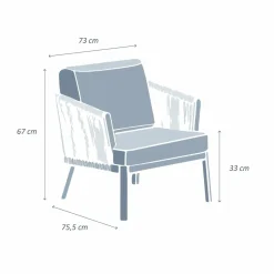MOBELLIA Fauteuil de jardin détente en aluminium Amalfi Gris Anthracite
