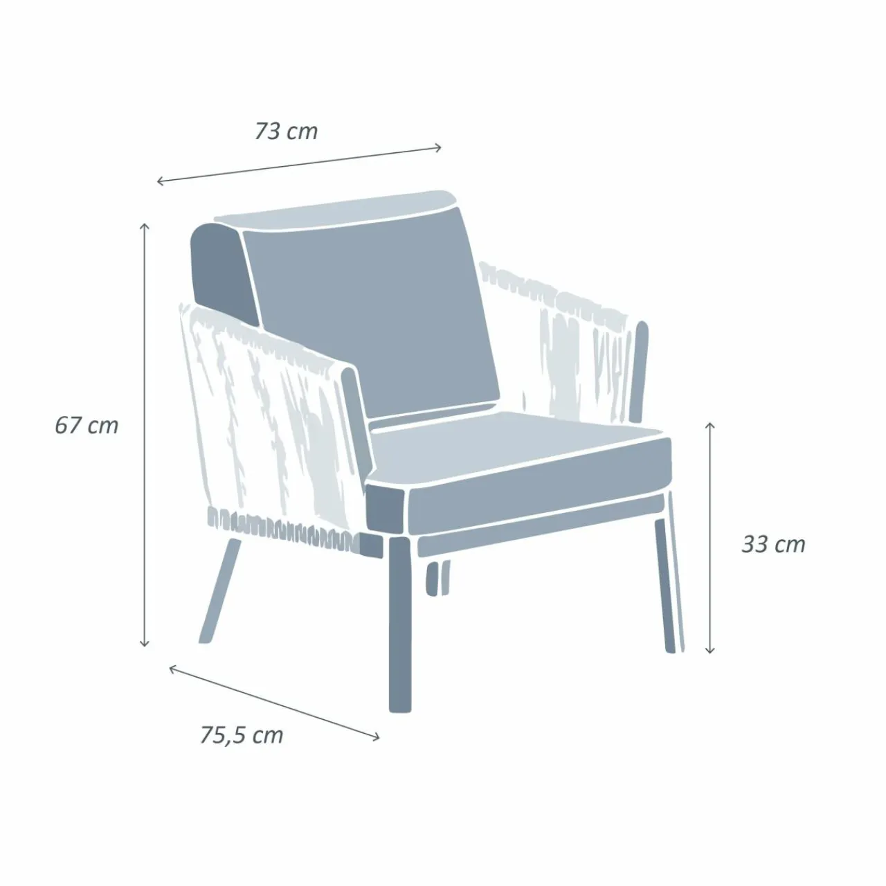 MOBELLIA Fauteuil de jardin détente en aluminium Amalfi Gris Anthracite