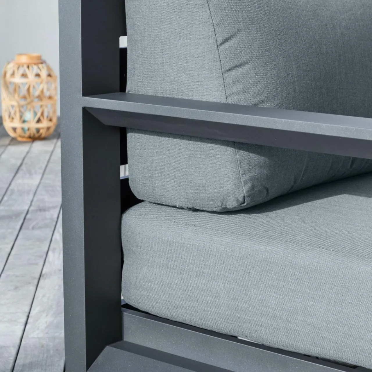 MOBELLIA Fauteuil de jardin détente en aluminium Elba Gris Anthracite Clearance