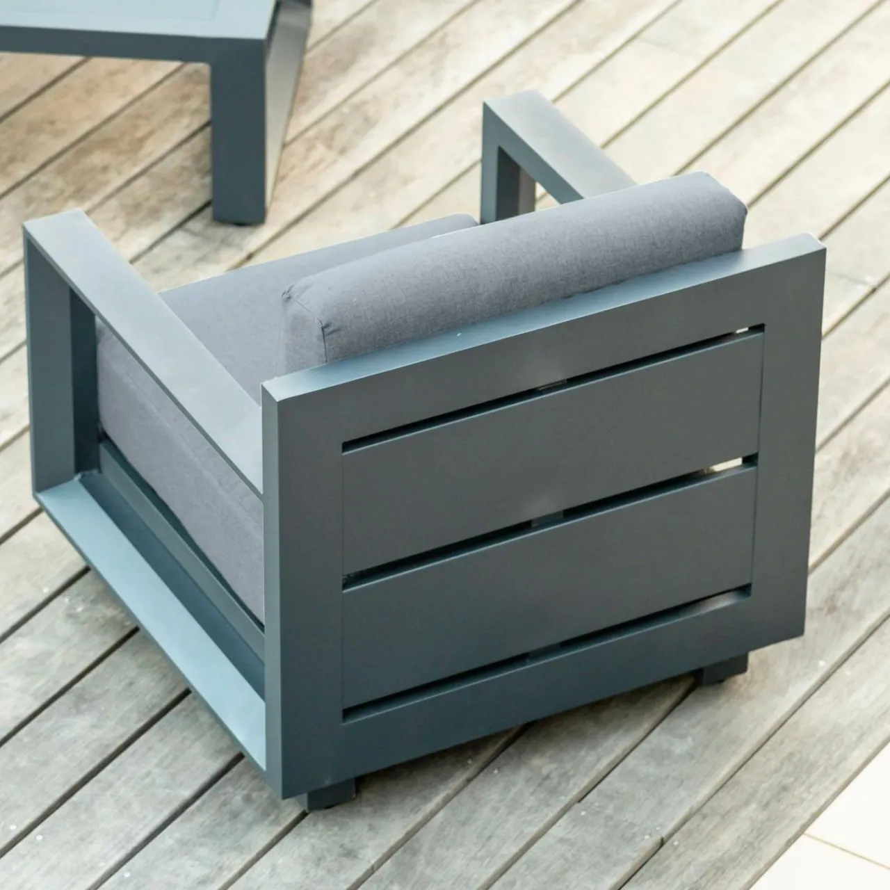MOBELLIA Fauteuil de jardin détente en aluminium Elba Gris Anthracite Clearance