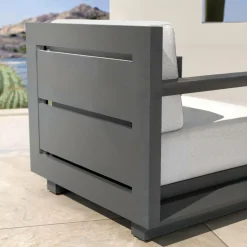 MOBELLIA Fauteuil de jardin détente en aluminium Elba Gris anthracite et gris clair Anthracite - Gris Clair Hot