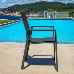MOBELLIA Fauteuil de jardin empilable aluminium Portofino Gris Anthracite Online