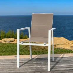 MOBELLIA Fauteuil de jardin empilable aluminium Portofino Taupe Online