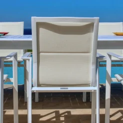 MOBELLIA Fauteuil de jardin empilable aluminium Portofino Blanc Hot