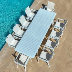 MOBELLIA Fauteuil de jardin empilable aluminium Portofino Blanc Hot