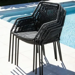 #N/A Fauteuil de jardin empilable Seville - Gris New