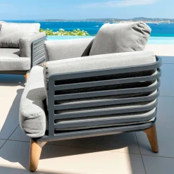 MOBELLIA Fauteuil de jardin en aluminium Monte Carlo Gris anthracite et gris clair Anthracite - Gris Clair