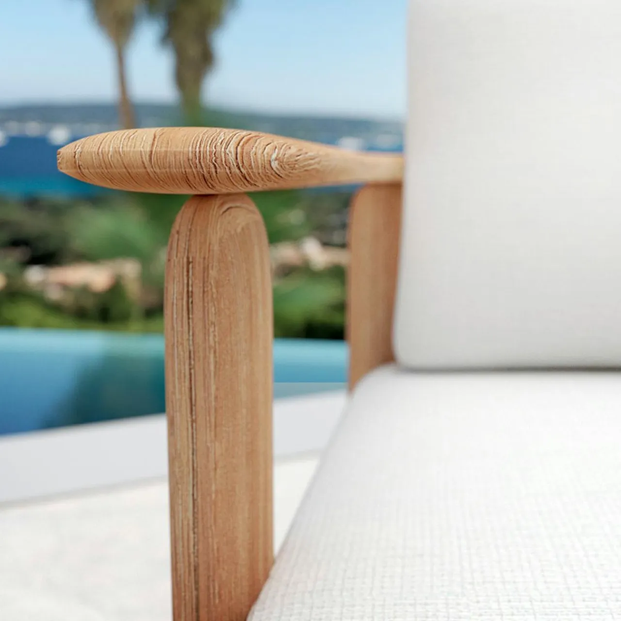 MOBELLIA Fauteuil de jardin en bois teck Java Ecru Clearance